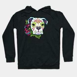 Boxer in White - Day of the Dead Sugar Skull Dog Hoodie